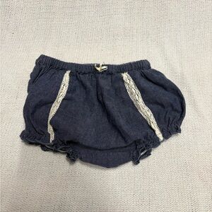 Pink Chicken Denim Diaper Cover with Lace